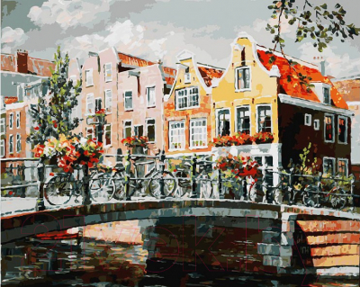Картина по номерам БЕЛОСНЕЖКА Амстердам. Мост через канал / 119-AB