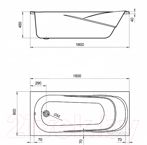 Ванна акриловая Santek Касабланка 180x80 XL (1WH302482)