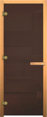 Стеклянная дверь для бани/сауны Везувий 1700x700 (стекло бронзовое, осина)