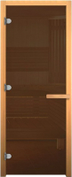 Стеклянная дверь для бани/сауны Везувий 1800x700 (стекло бронзовое, осина) - 