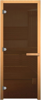 Стеклянная дверь для бани/сауны Везувий 1900x800 GB (8мм, стекло бронзовое, осина)