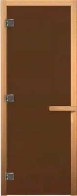 Стеклянная дверь для бани/сауны Везувий 1800x700 (стекло бронзовое матовое, осина)