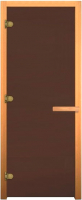 Стеклянная дверь для бани/сауны Везувий 190x70 CR (стекло бронзовое матовое, осина) - 
