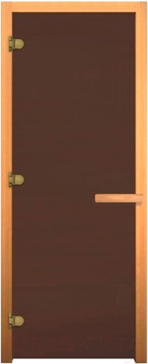 Стеклянная дверь для бани/сауны Везувий 190x70 CR (стекло бронзовое матовое, осина)