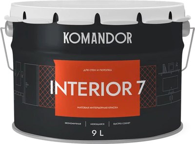 Краска KOMANDOR Interior 7 База А для стен и потолков