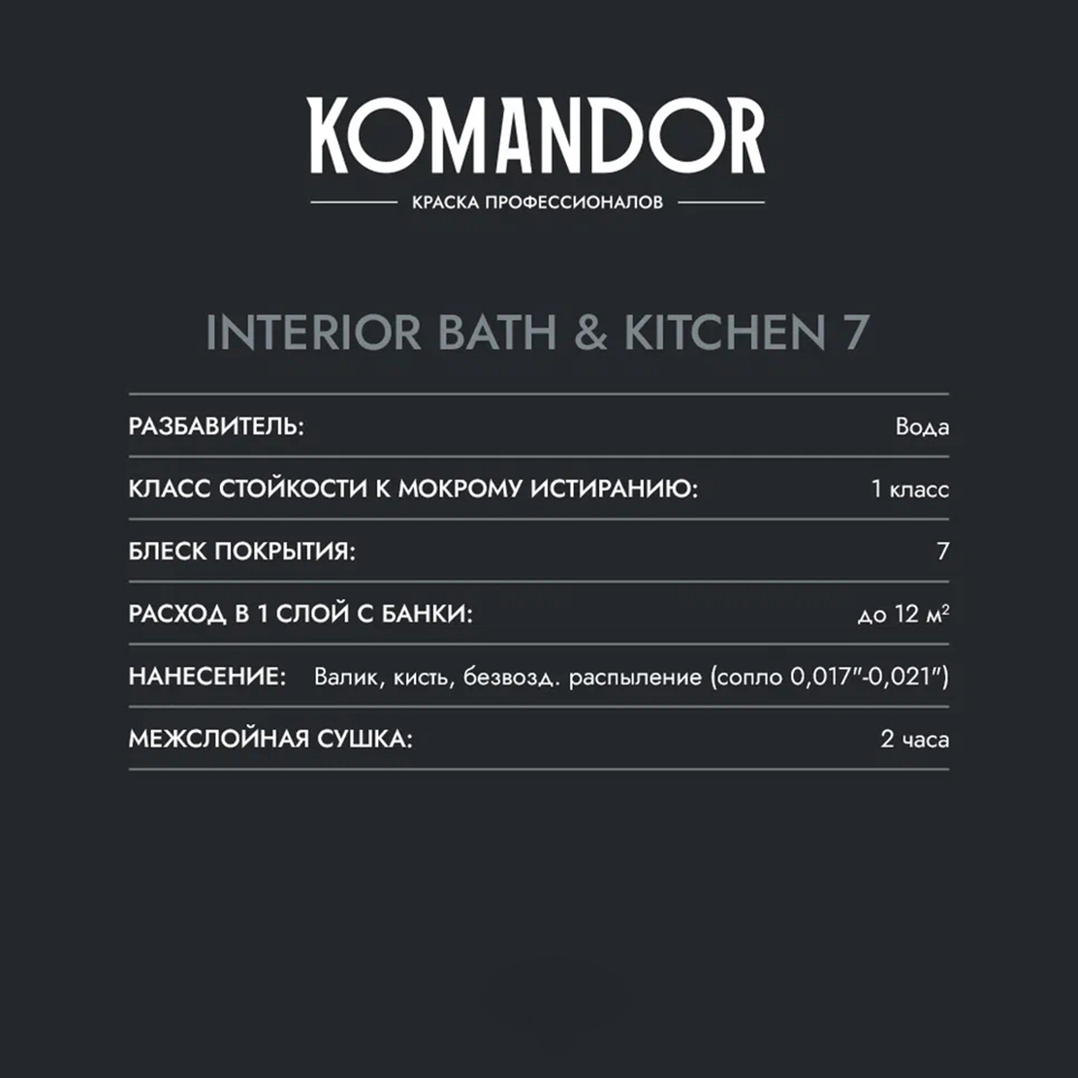 Краска KOMANDOR Interior Bath&Kitchen 7 База А