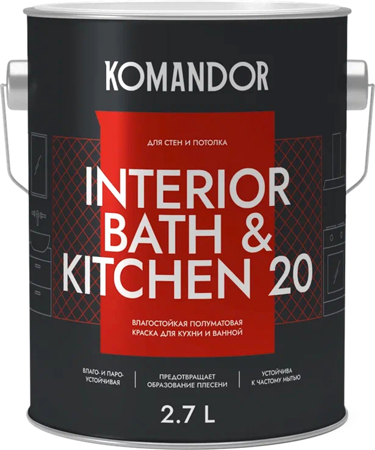 Краска KOMANDOR Interior Bath&Kitchen 20 База А