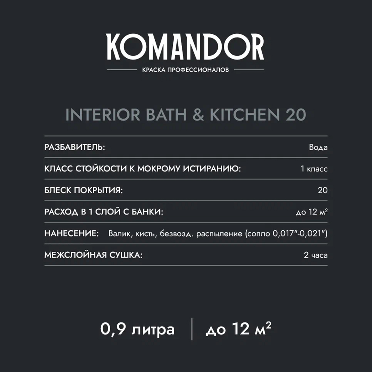 Краска KOMANDOR Interior Bath&Kitchen 20 База А