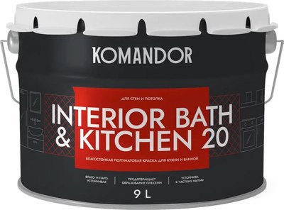 Краска KOMANDOR Interior Bath&Kitchen 20 База А