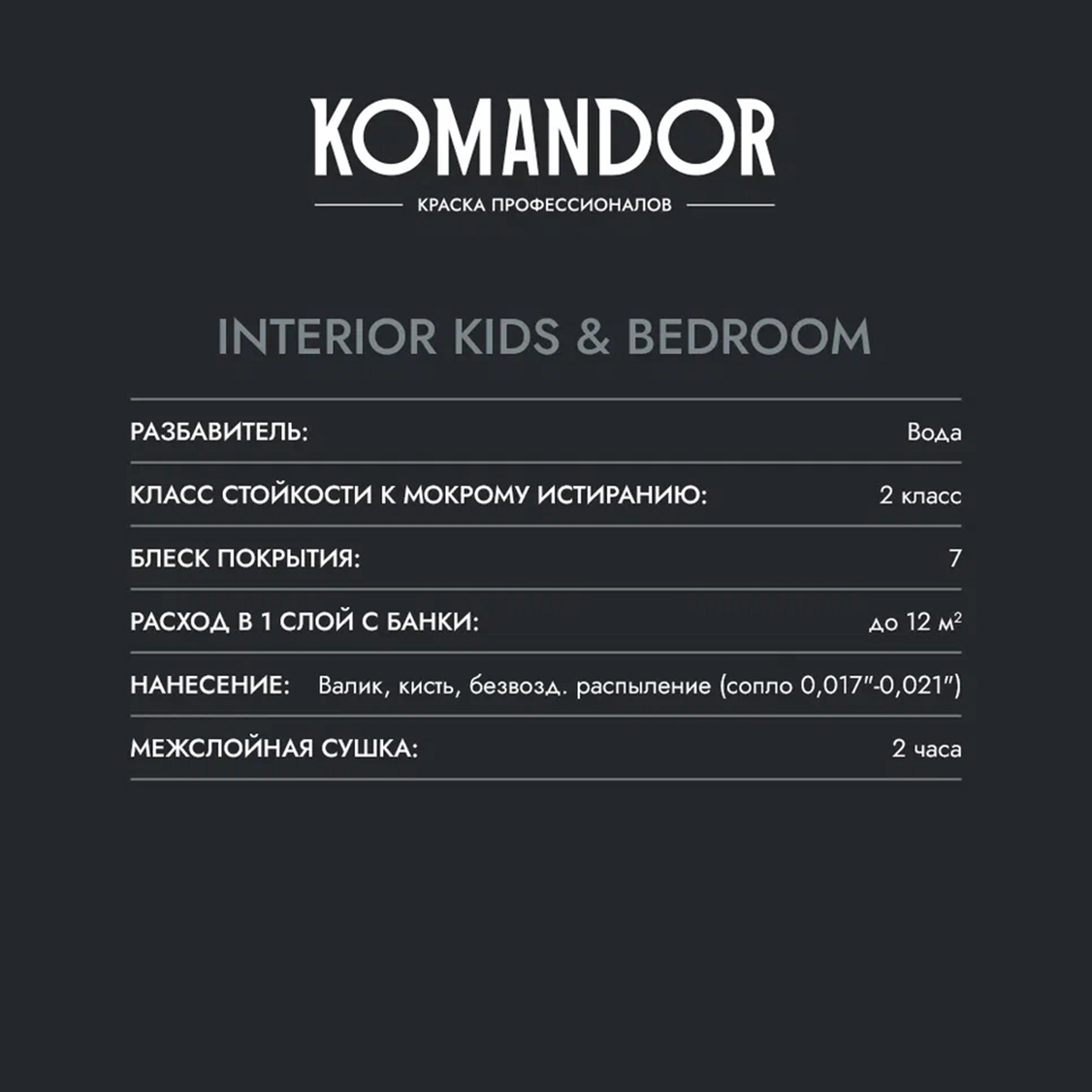 Краска KOMANDOR Interior Kids&Bedroom База А