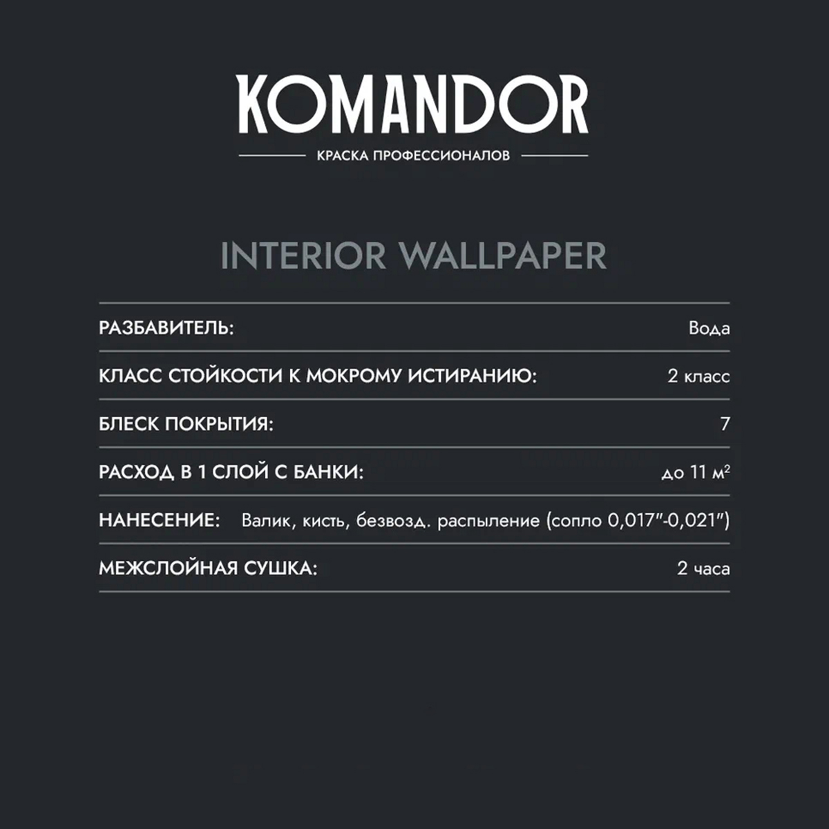 Краска KOMANDOR Interior Wallpaper База А (0.9л, матовый) — фото 3