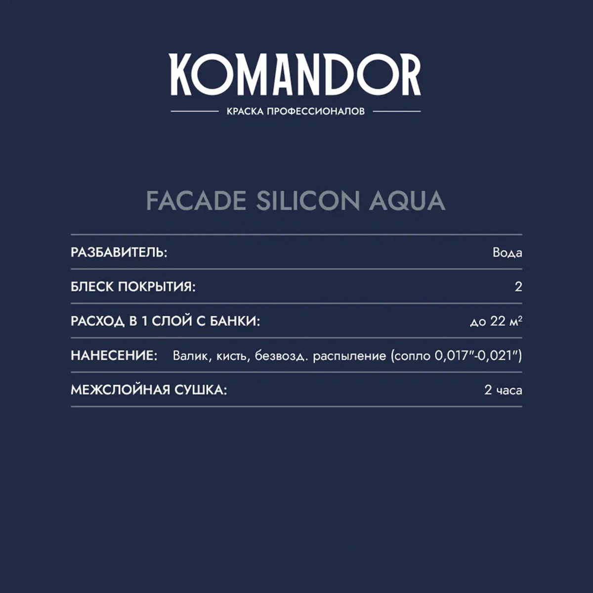 Краска KOMANDOR Facade Silcon Aqua База А