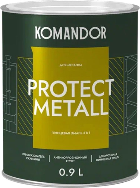 Эмаль KOMANDOR Protect Metall 3в1 База A (0.9л, глянец)