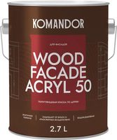 Краска KOMANDOR Wood Facade Akryl 50 База А (2.7л, полуглянцевый) - 