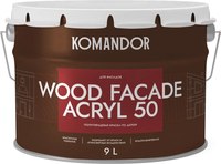 Краска KOMANDOR Wood Facade Akryl 50 База А (9л, полуглянцевый) - 