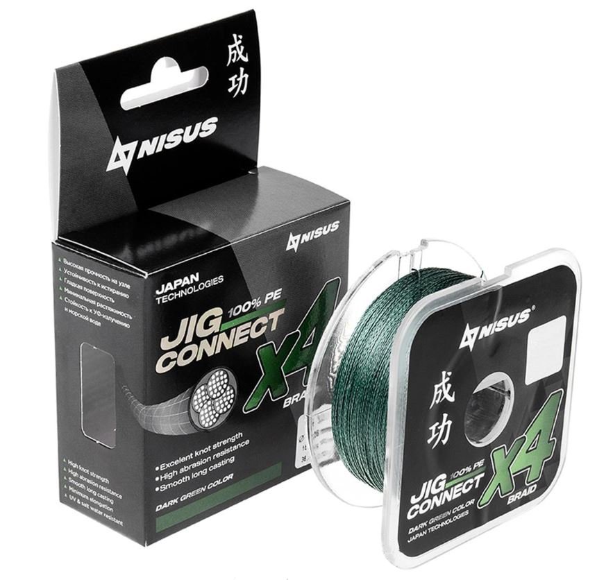 Леска плетеная Nisus Jig Connect X4 PE Dark Green 3.5 0.30mm / T-N-JC-X4-0.30-150-DG (150м) — фото 2