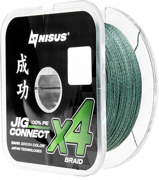 Леска плетеная Nisus Jig Connect X4 PE Dark Green 4.5 0.35mm / T-N-JC-X4-0.35-150-DG (150м)