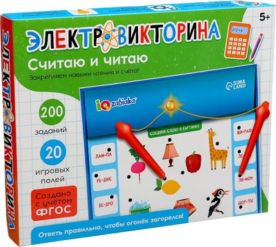 Развивающая игра Zabiaka IQ Электровикторина. Считаю и читаю / 10243169