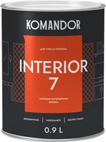 Краска KOMANDOR Interior 7 База А для стен и потолков (0.9л, матовый) - 