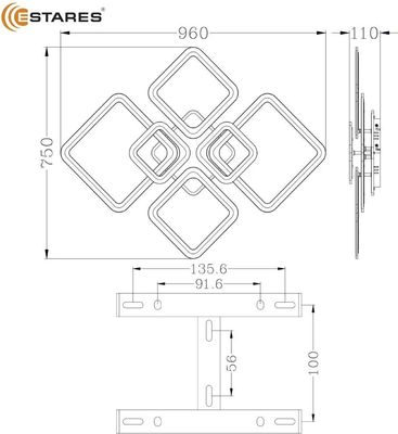 Люстра Estares Oval Ice RGB 180W 7S-APP-960x750x110-WHITE/CLEAR-220-IP20