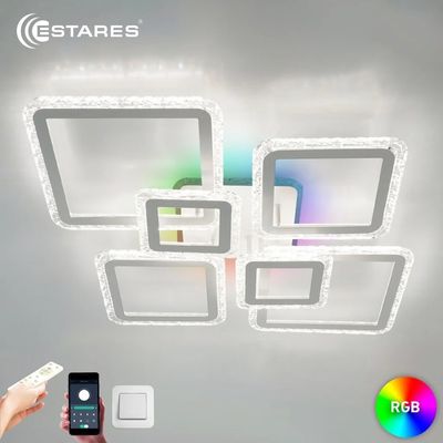 Люстра Estares Oval Ice RGB 180W 7S-APP-960x750x110-WHITE/CLEAR-220-IP20