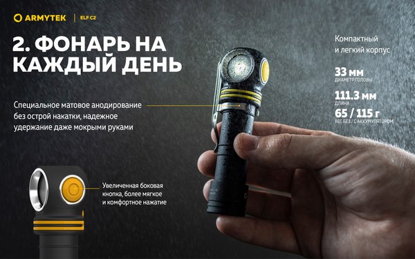 Фонарь Armytek Elf C2 USB-C Warm / F05103W