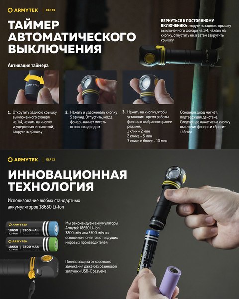 Фонарь Armytek Elf C2 USB-C Warm / F05103W