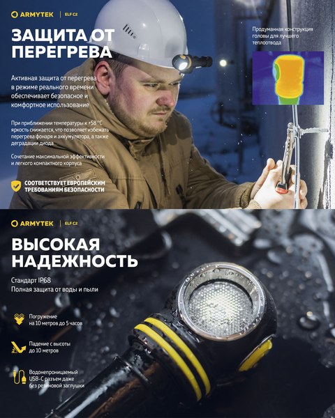 Фонарь Armytek Elf C2 USB-C Warm / F05103W