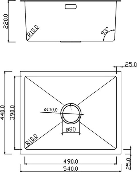 Мойка кухонная Roxen Uno 560210-54S под столешницу с ролл-матом и дозатором (сатин текстурный)