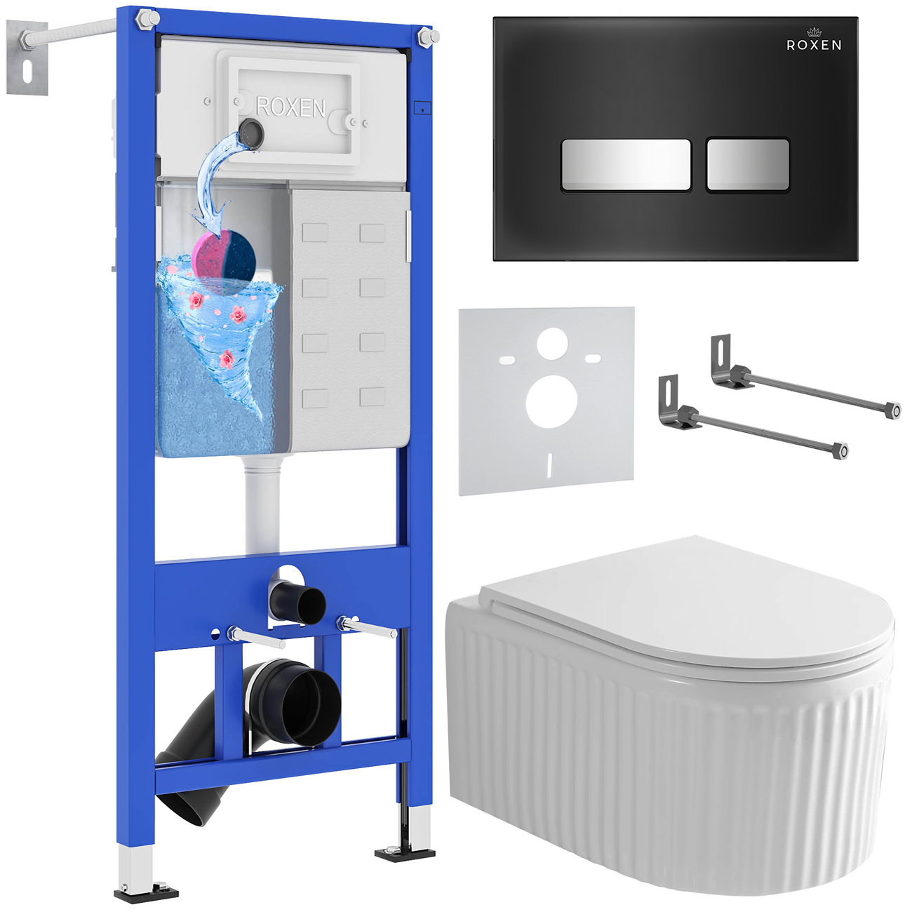 Инсталляция с унитазом подвесным Roxen StounFix Dual Fresh 968297