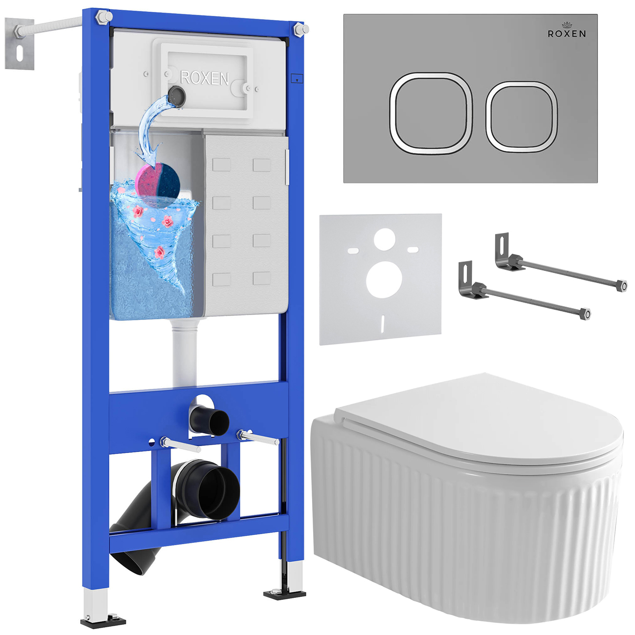 Инсталляция с унитазом подвесным Roxen StounFix Dual Fresh 968275