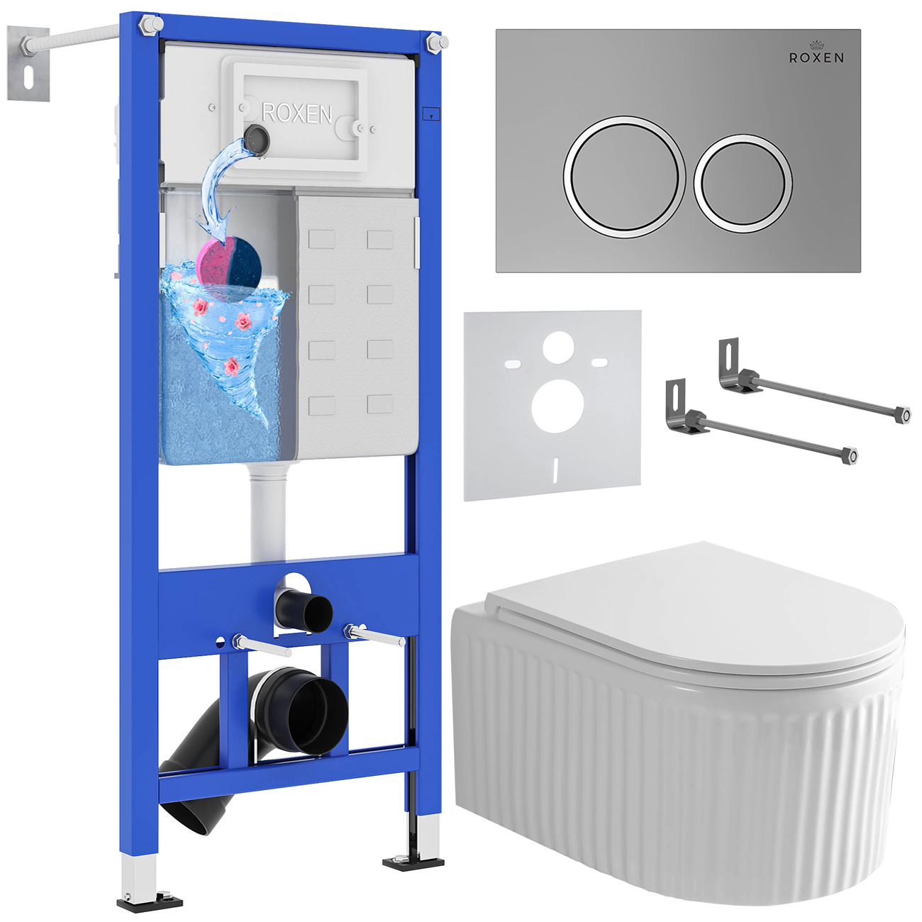 Инсталляция с унитазом подвесным Roxen StounFix Dual Fresh 968246