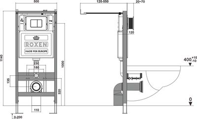 Унитаз подвесной с инсталляцией Roxen StounFix Dual Fresh 968222