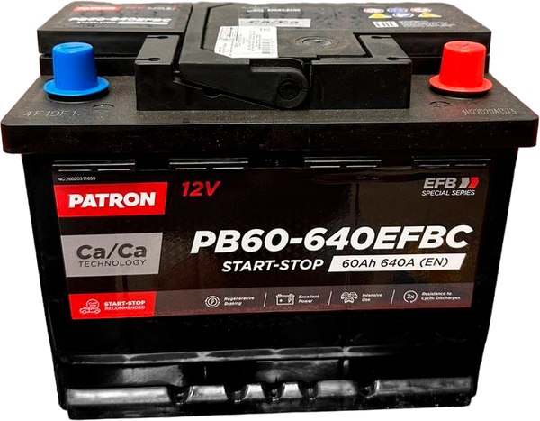 Автомобильный аккумулятор Patron EFB PB60-640EFBC