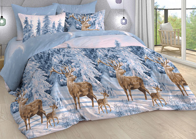 Комплект постельного белья Milanika Зимний лес Евро (поплин) -