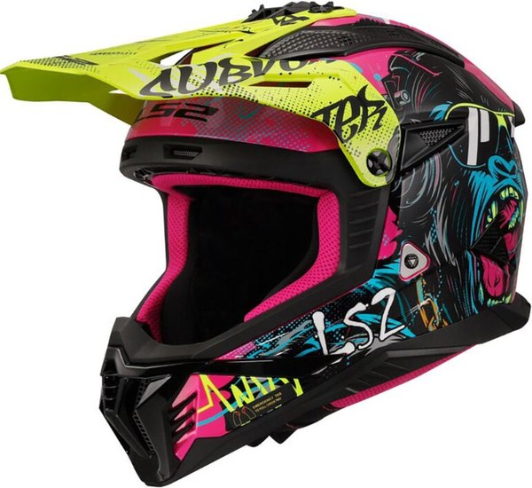 Мотошлем LS2 MX708 Fast 2 Gorilla (L, Purple H-V Yellow)