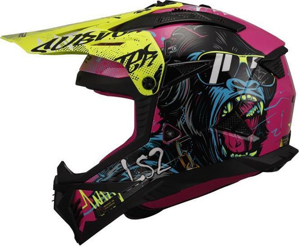 Мотошлем LS2 MX708 Fast 2 Gorilla (L, Purple H-V Yellow)