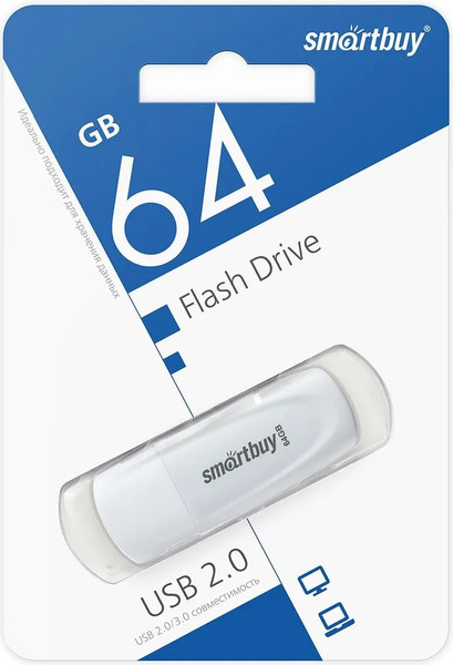 Изображение товара USB flash накопитель SmartBuy 64Gb Scout White (SB064GB2SCW)
