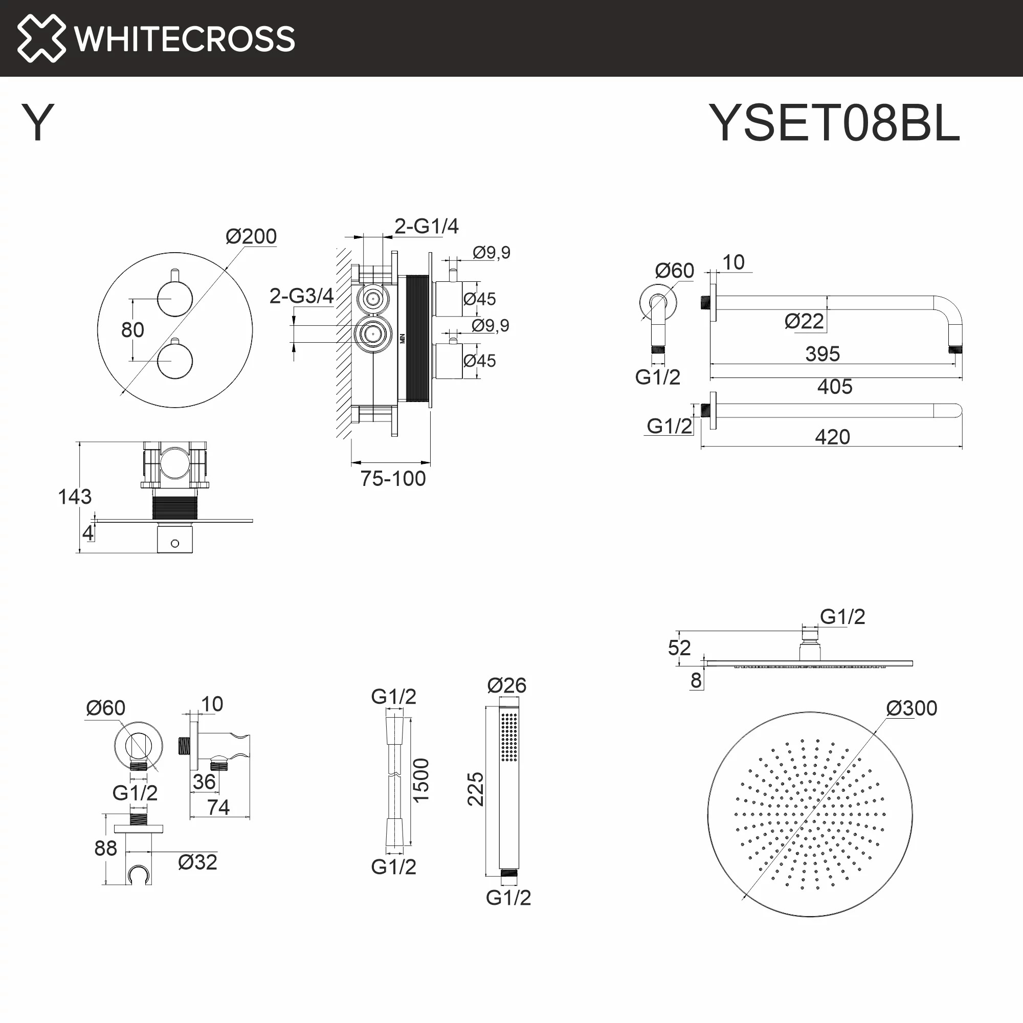 Душевая система Whitecross Y YSET08BL