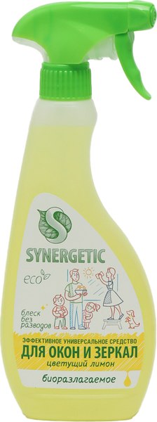 Средство для мытья стекол Synergetic Биоразлагаемое. Цветущий лимон (500мл)