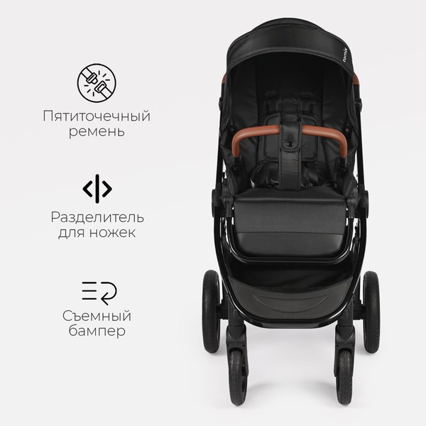 Детская универсальная коляска Tomix Walker Lux 3 в 1 / BD101TRIPLLUX (Black/Shinny Black)