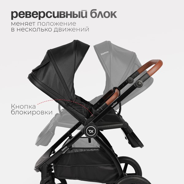 Детская универсальная коляска Tomix Walker Lux 3 в 1 / BD101TRIPLLUX (Black/Shinny Black)