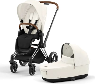 Детская универсальная коляска Cybex Priam IV Chrome Brown 2 в 1 (Off White)