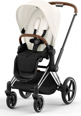 Детская универсальная коляска Cybex Priam IV Chrome Brown 2 в 1 (Off White)