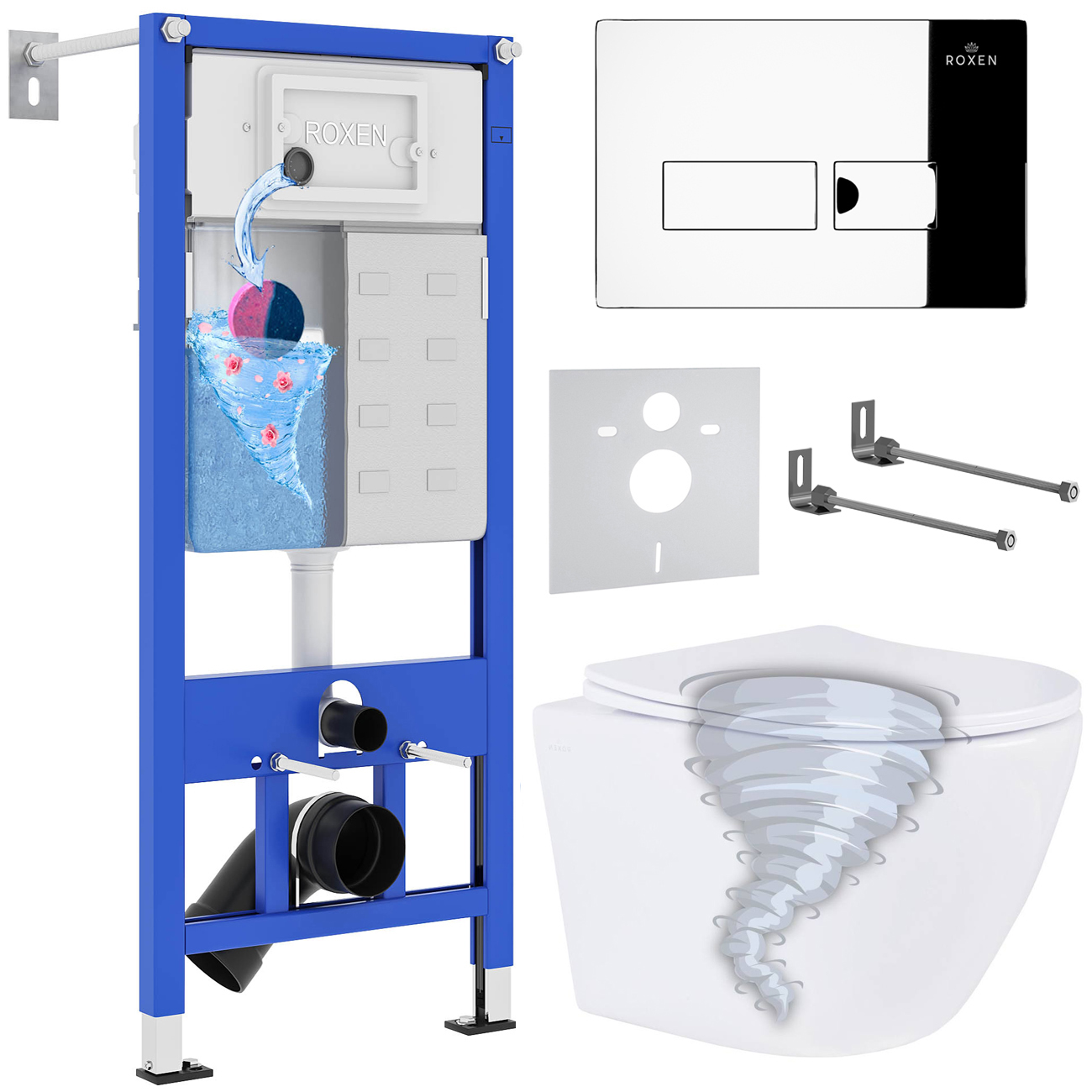 Инсталляция с унитазом подвесным Roxen StounFix Dual Fresh 968316