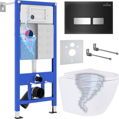 

Унитаз подвесной с инсталляцией, StounFix Dual Fresh 968397