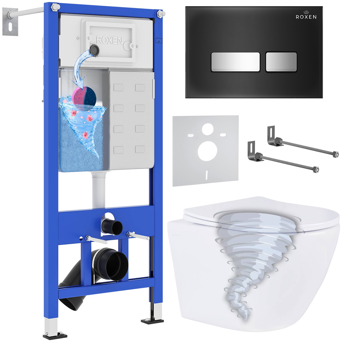 Инсталляция с унитазом подвесным Roxen StounFix Dual Fresh 968397