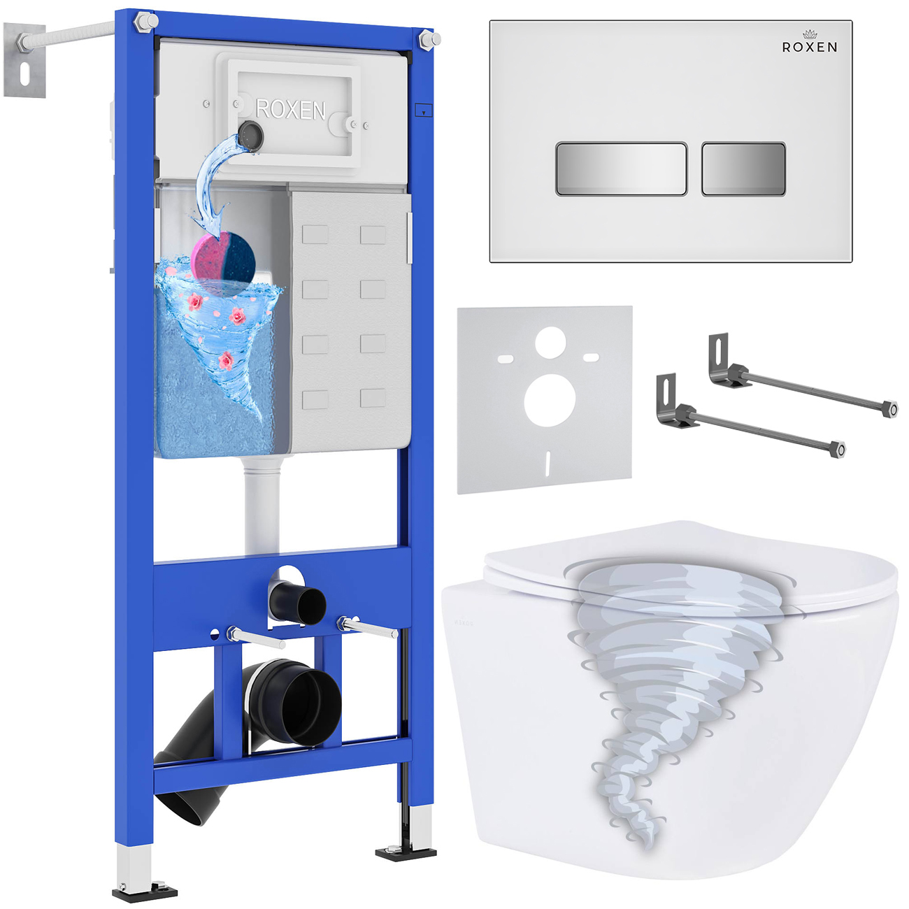 Инсталляция с унитазом подвесным Roxen StounFix Dual Fresh 968395