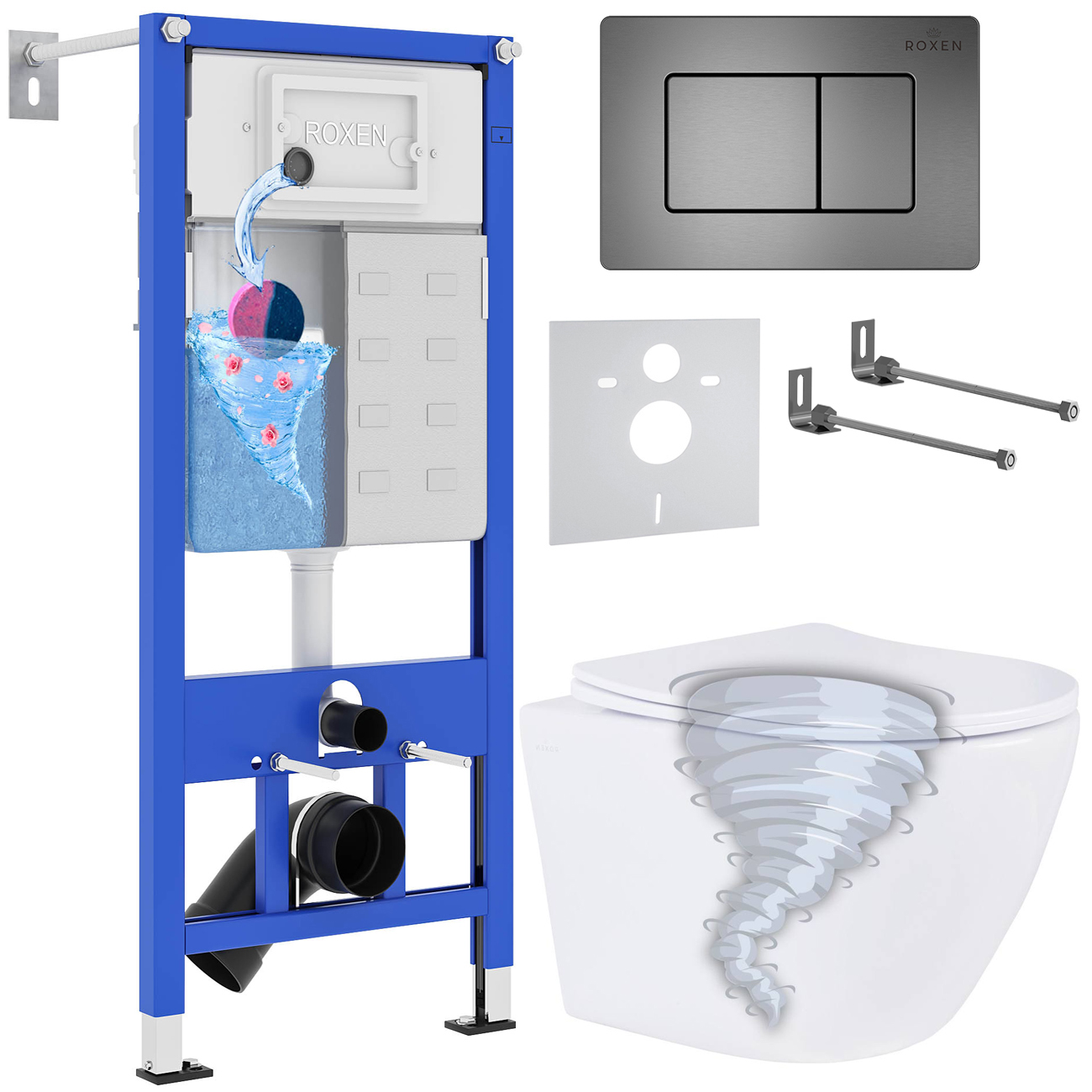 Инсталляция с унитазом подвесным Roxen StounFix Dual Fresh 968391