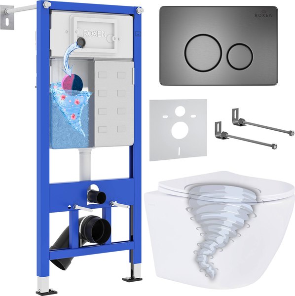 Унитаз подвесной с инсталляцией Roxen StounFix Dual Fresh 968390